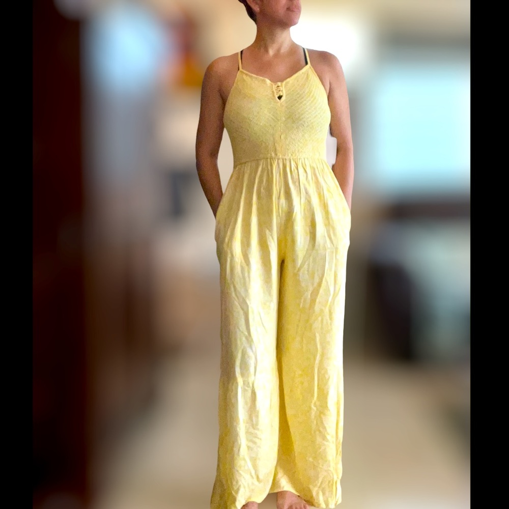Sincerely Jules Yellow Sleeveless Boho Wide Leg Jumpsuit